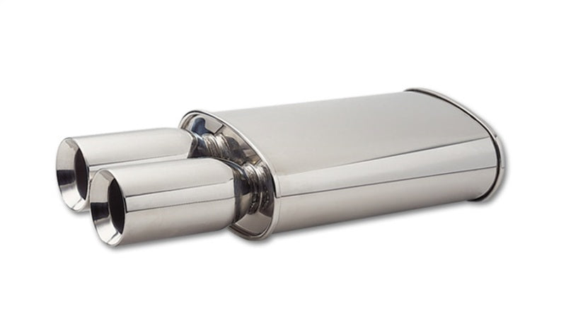 Vibrant StreetPower Oval Muffler w/ Dual 3.5" Round Tips Straight Cut Beveled Edge (2.5" Inlet ID)