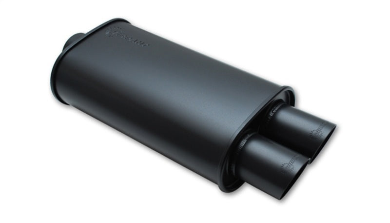 Vibrant StreetPower FLAT BLK Oval Muffler with Dual 3" Outlet (2.5" Inlet ID)