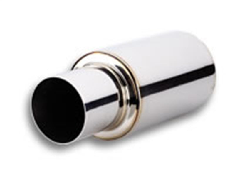Vibrant TPV Turbo Round Muffler with 4" Round Tip Straight Cut - 3" Inlet I.D.
